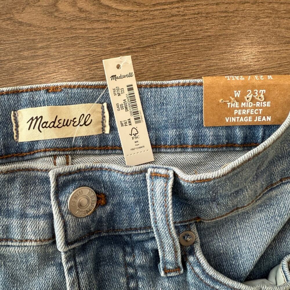 NWT Madewell The Mid Rise Perfect Vintage Jean in Alderton Wash Size 23 Tall - Picture 8 of 12